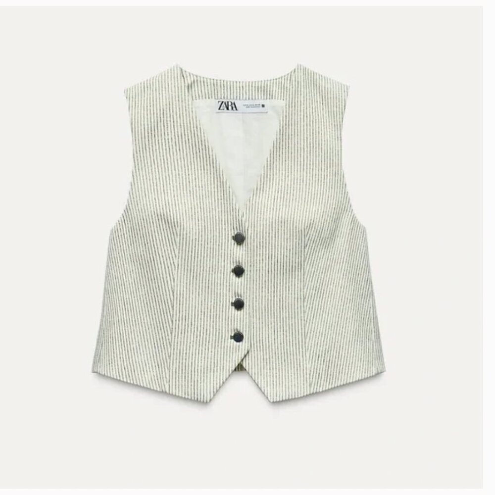 Zara Pinstriped Matching vest and jean set - size L - Picture 4 of 12